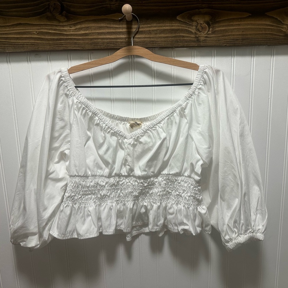 Open Edit Milkmaid top coquette puff sleeve XL off shoulder